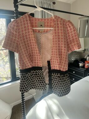 elevenses Pink and Black Mixed-Print Short Sleeve Cardigan